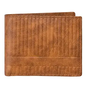 CLOUDWOOD Orange 3D Emboss Line Bi-Fold Leather 3 ATM Card Slots Wallet for Men -WL29