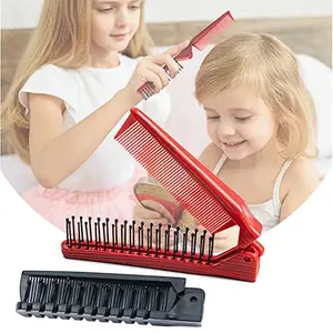GBSTORE 2 Pcs Foldable Hair Comb Portable Travel Hair Comb Brush Double Headed Anti-static Massage Comb for Girls Kids Hairdressing Tools
