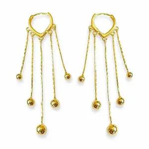 Salve Tassel Drop Anti-Tarnish Gold Ball Dangler Earrings For Women