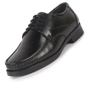 FAUSTO FST FOSMF-2144 BLACK-43 Men's Black Genuine Leather Formal Lace Up Moccasins Derby Shoes for Office|Memory Cushion Work Shoes Lace-Ups (9 UK)