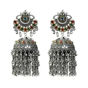 XPNSV Luxury Traditional Meera Multi Coloured Light Weight, Oxidised Jhumka earrings | Stylish,Anti Tarnish and Light Weight, Latest Fashion Jewellery for Women, Girls and Her