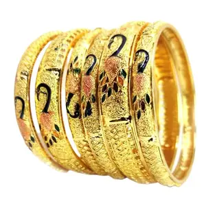 Generic HET IMPEX Brass Metal Women's Bangles Sets Gold Plated Bangles For Women Bracelets Chudi Kada Kangan Sets Multisize