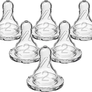 Dr. Brown's Natural Flow Level 2 Standard Nipple (Pack of 6, White)
