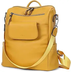 Craftwood Backpack| College bags| Girls backpack| Women travel bag| Office bag| Women's Fashion Backpack Purses Multipurpose Design Handbags and Shoulder Bag (Yellow)