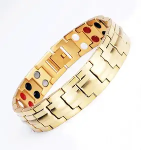 Royaleclassic Stainless Steel Magnetic Therapy Health Bracelett (Gold)