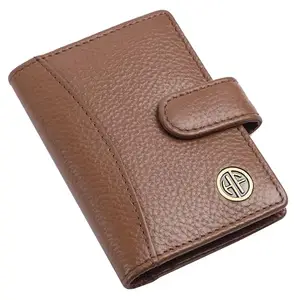 HAMMONDS FLYCATCHER Genuine Leather Card Holder for Men and Women - RFID Protected Card Wallet with 18 Card Slots - Gift for Men & Women - Burlywood