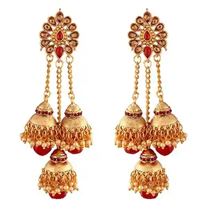 I Jewels Gold Plated Pearl Jhumki Earrings for Women (E2607R)