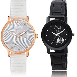 NEUTRON Unique Analog White and Black Color Dial Women Watch - GM381-GO153 (Pack of 2)