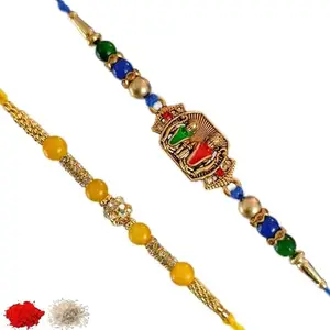Rakhiya.com Designer Rakhi set of two, Multicolour rakhi, combo of two (set of 2), With Roli Chawal Packet 0871