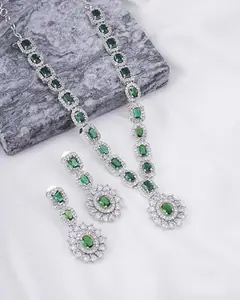 OPAL TOUCH Cubic Zirconia Stone Green Meadow Bliss Necklace Wedding Necklace For Women And Girls | Stylish Necklace For Women | Casual Necklace For Girls