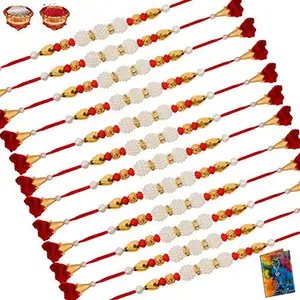 Generic Pack Of 12 Rakhi For Beloved Brother, Bhaiya With Roli Chawal And One Greeting Card #Rakhi032