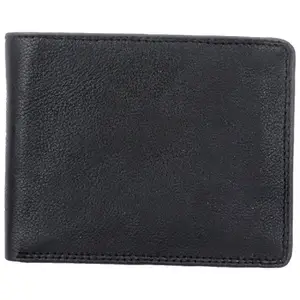 BLU WHALE Genuine Leather Classic Black Men's Wallet