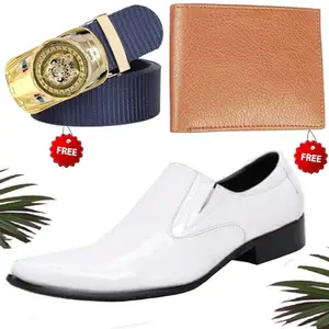 Graceful Formal Shoes/Party Shoes/Shoes Combo with Free Wallet & Belt for Men and Boys (BAZAAR6518_RT-Tan-401) Multicolor