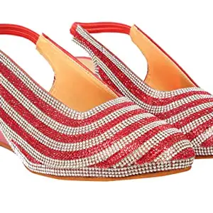 sandals for Partywear and Festive wear (Red, numeric_7)