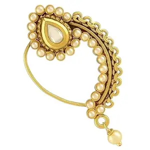 ACCESSHER jewellery Gold Plated Nath with Pearls wedding collection for Women and Girls pack of 1
