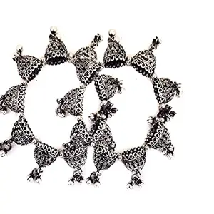 Total Fashion Paninaro Jewellery Oxidised Silver Adjustable 1 Pair Bangle Bracelet Women and Girls