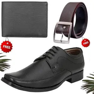 Stylish Trendy Formal Shoes/Party Shoes/Shoes Combo with Free Wallet & Belt for Men and Boys (BAZAAR4701_VTOR-BLK-1002) Multicolor