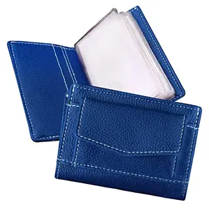MATSS Stylish and Trendy Blue Leatherette Card Holder||Wallet for Men and Women