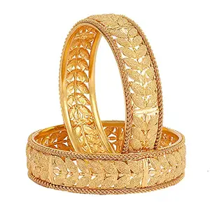 Shining Diva Fashion Set of 2 Latest Traditional Stylish Gold Plated Bangles for Women (Golden) (11786b_2.8)
