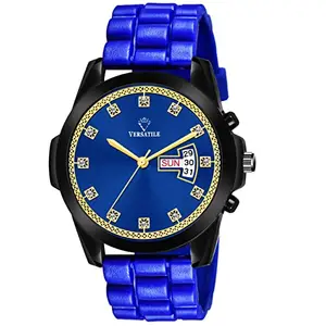 Mikado Blue High Day and Date Multifunctional Watch with Designer Strap for Men