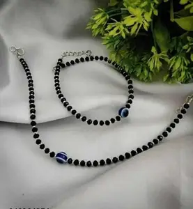 Pair of 2 Evileye Anklets and Payal Alloy Anklet (Pack of 2)