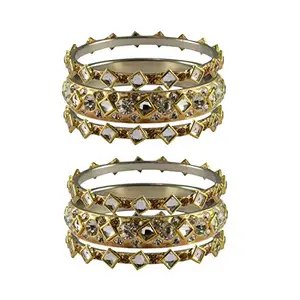 MAYA FASHION Golden stone Brass Bangle Elegant Extra Large Size Bangle | Perfect Fit for Plus Size banglesTrendy and Comfortable Fit for woman and girls | (Sku-ban3912)