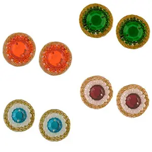 Zephyrr Jewellery Handmade Lightweight Beaded Stud Earrings for Girls Set Of 4