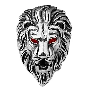 Shimankana Lion Red Eyes Titanium Stainless Steel Design Ring for Mens/Boys