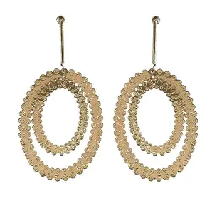 La Belleza Gold Plated Acrylic Crystal Round Hoop Chandelier Tassel Stud Drop Dangler Long Earrings for Girls and Women