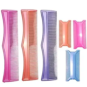 Pink Orange Purple Blue Colour Hair Grooming Combs Set Six Piece | Regular Use | Hairstyle Comb Combo for Women and Men