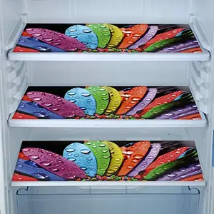 ARADENT™ Food Grade PVC Refrigerator Mats Set of 3 Pcs for Single Door Fridge (Size: 12X17 Inches, Color : Multi)