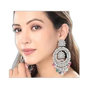 Silver multicolor earring(22509) Classic - Stylish Elegant Comfortable Seasonal Functional Modern Premium Perfect Trendy Attractive Beautiful Durable Designer