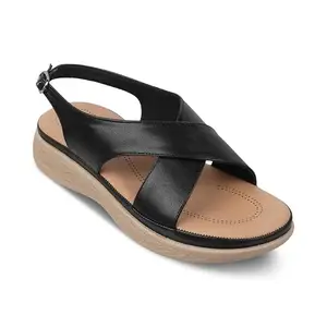 tresmode 240-HAVIT Black Women Casual Wedge Sandals EU/36 UK/3