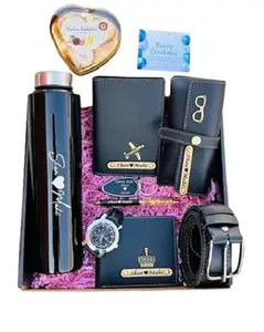 Flamingo Creativity Nexon Wallet, Sunglasses Cover, Passport Cover, Led Keychains, Golden Zari Pen, Water Bottle, Belt, Watch & Heart Shaped Chocolate