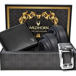 Wildhorn® Premium Leather Wallet & Premium Auto Lock Belt for Men | Combo Gift Set for Men | Ideal for Birthday, Anniversary & Festive Gifting