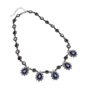 SOHI Women's Crystal Grace Collar Necklace For Casual Wear | Sapphire Blue Colour | Alloy Material | Lobster Clasp Closure | Artificial Stone Collar Necklace | Fashion Necklace For Women and Girls