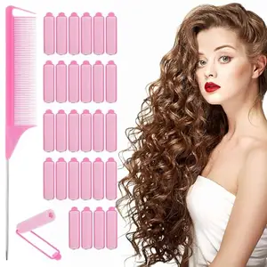 APOEM 25Pcs Sponge Hair Rollers Set, Self Grip Heatless Foam Hair Curlers Rollers for Long Hair,Medium and Short Hair, No Heat Hair Curlers Rollers Hair Volume with Pintail Comb for Women Hair Styling