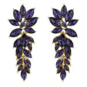 Yellow Chimes Earrings for Women and Girls | Fashion Purple Stone Crystal Stone Earring | Gold Plated Drop Earring | Floral Leaf Shaped Drop | Accessories Jewellery for Women | Birthday Gift for Girls and Women Anniversary Gift for Wife