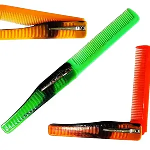 ayushicreationa 3 PCS Fine Tooth Plastic Folding Pocket Comb Travel Friendly Pocket Hair Kangi for Hair Styling for Men and Women Foldable Portable Multicolor