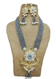Latest Stylish Stone Studded Jewellery Set for Women |Festive Wedding Party Necklace Earrings|JS_69|