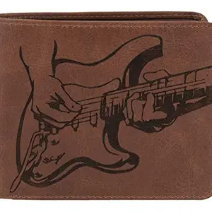 Karmanah Men's Comfortably Numb Guitar Solo Engraved Leather Wallet (Brown)
