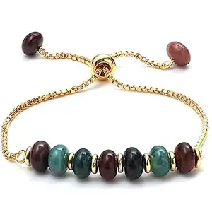 RRJEWELZ Bloodstone Bracelet for Men & Women – 8mm Rondelle Smooth Multicolor Beads – 7 inch adjustable with Silver Plated Clasp – Healing, Fashion, Gift, Spiritual, Yoga|LCBR_RR_01352