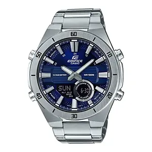 Casio Men Stainless Steel AnalogDigital Blue Dial Watch-Era-110D-2Avdf (Ex457), Band Color-Silver