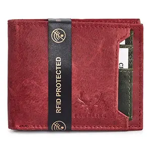 Fawnlink Men Red Casual Formal Genuine Leather RFID Wallet