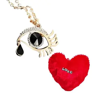 Vientiq Valentine's Day Jewelry Gift Set Angel Black Eye Pendant Chain Necklace with Heart Pillow