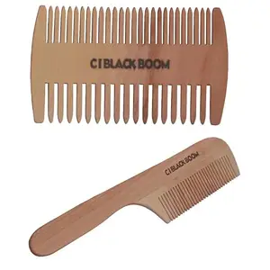 C I Black Boom Neem Wooden Hair Comb Healthy Haircare For Men & Women | Co1 and Co3