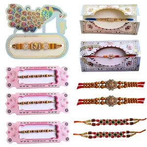 Rakhi for Brother, combo pack of Raksha Bandhan Festival, Traditional Indian Thread Bracelets with Beads and Crystals, (pack of 10)