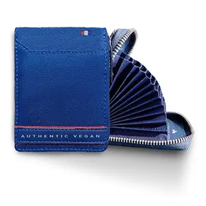 VEGAN Leather RFID Protected Blue Credit/Debit/ATM Card Holder Wallet for Men & Women