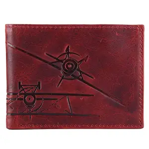 Royal Scot Grey Men Fighter Plain Red Leather Wallet with Coin Pocket