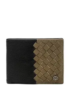 eske Dante Genuine Leather RFID Protected Bi-Fold Wallet for Men with Hand-Woven Design, 6 Card Slots, Multiple Compartments & Cotton Drill Lining